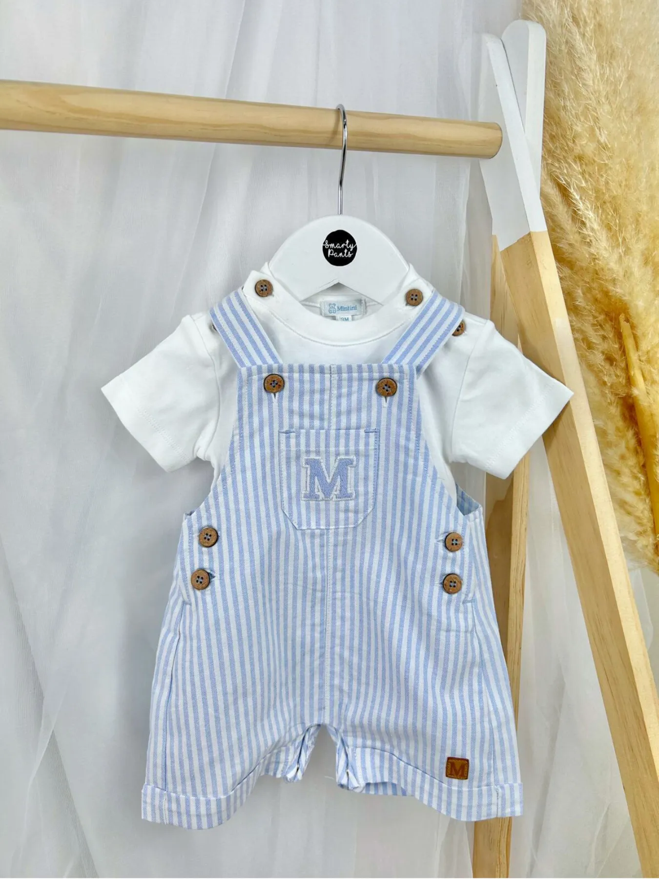 Mintini Baby Boy Blue Stripe Dungaree Set