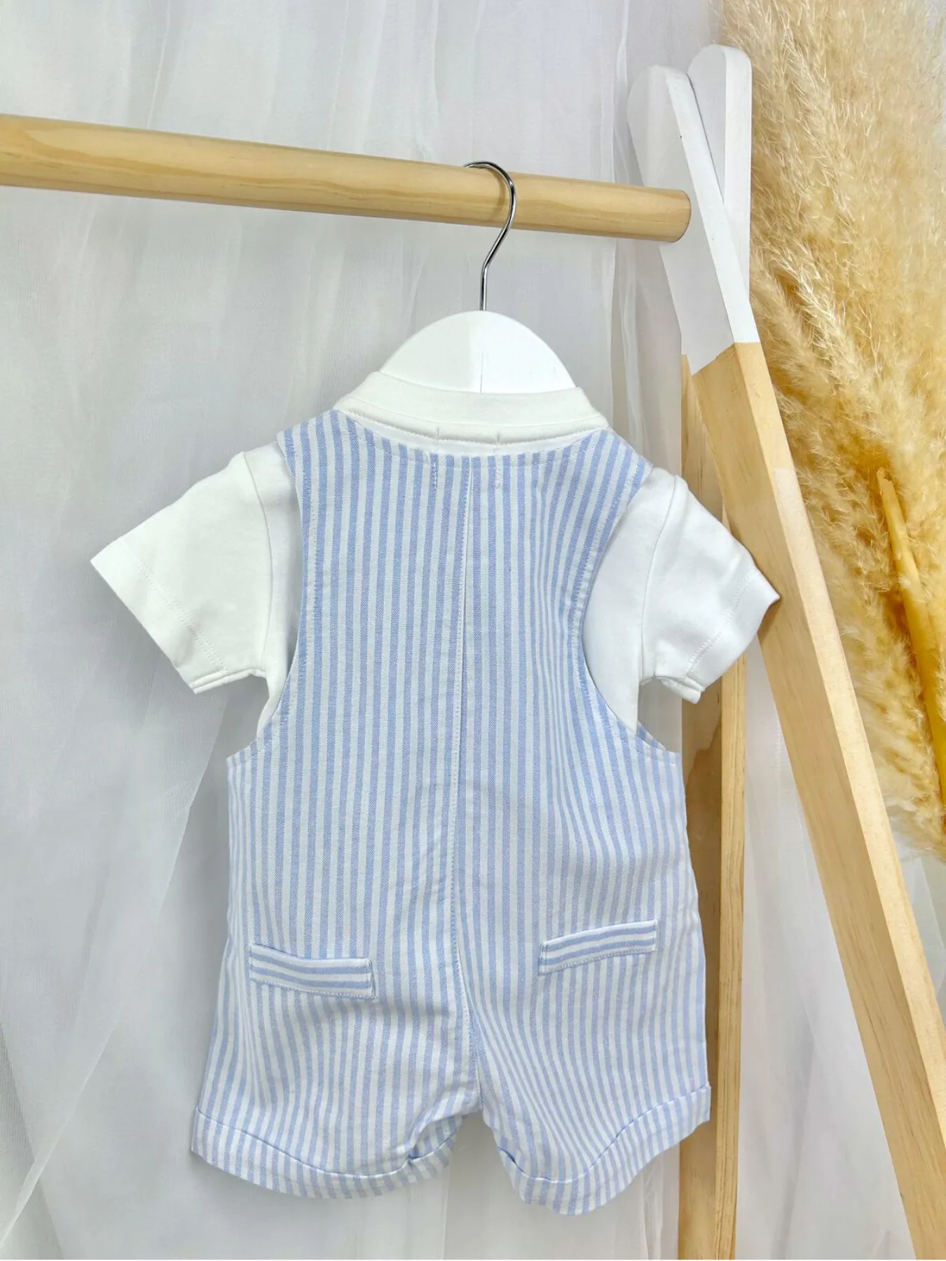 Mintini Baby Boy Blue Stripe Dungaree Set