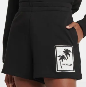 Moncler Women's Cotton Embroidered Palm Tree Patch Sweat Shorts