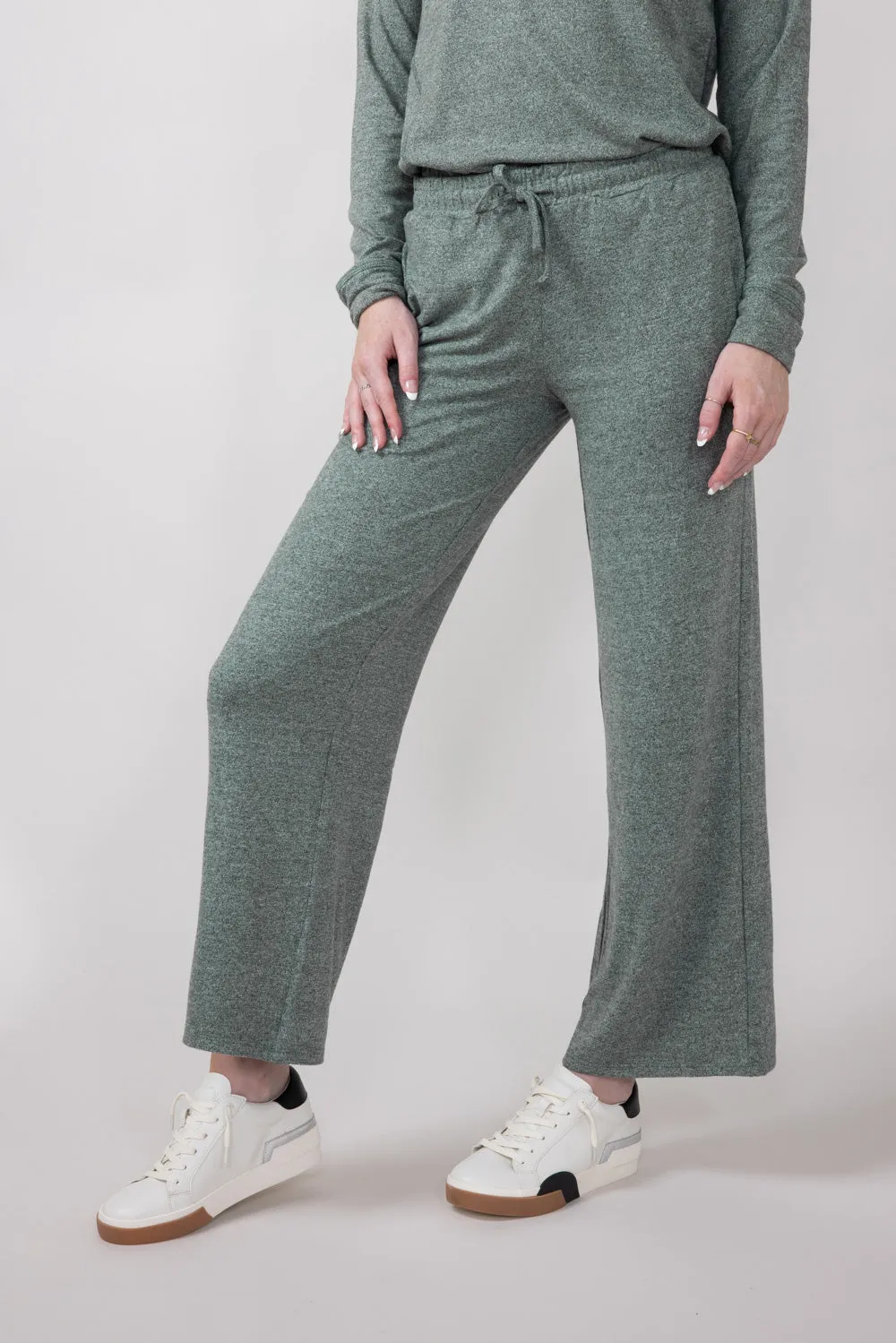 Mono B Hatchi Wide Leg Pants for Women in Dark Olive | KP-B0571-DARKOLIVE