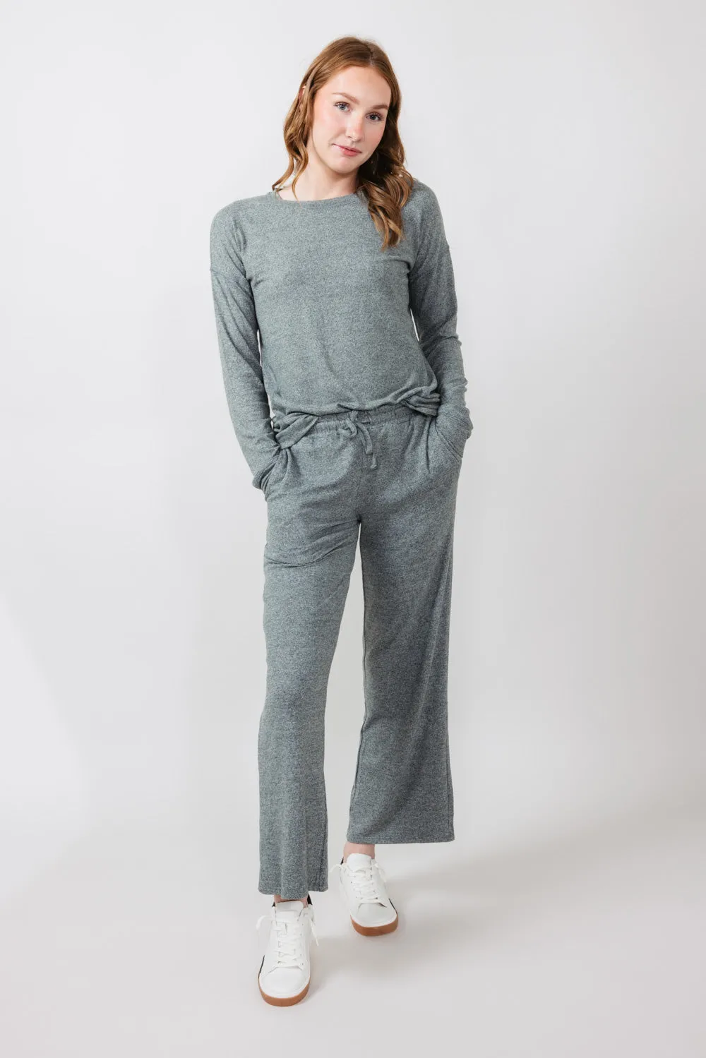 Mono B Hatchi Wide Leg Pants for Women in Dark Olive | KP-B0571-DARKOLIVE