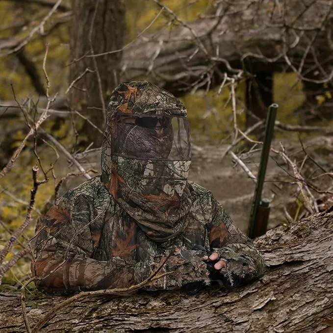 Mosquito Net Suit Camo Hunting Mesh Suit Bug Net Clothing with Hood Outdoor Protection No-See-Ums Garden Camping