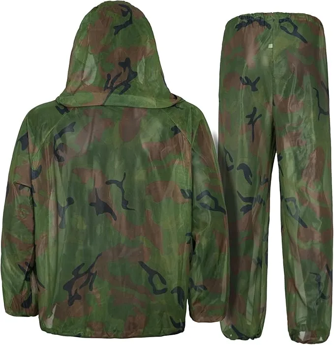 Mosquito Net Suit Camo Hunting Mesh Suit Bug Net Clothing with Hood Outdoor Protection No-See-Ums Garden Camping