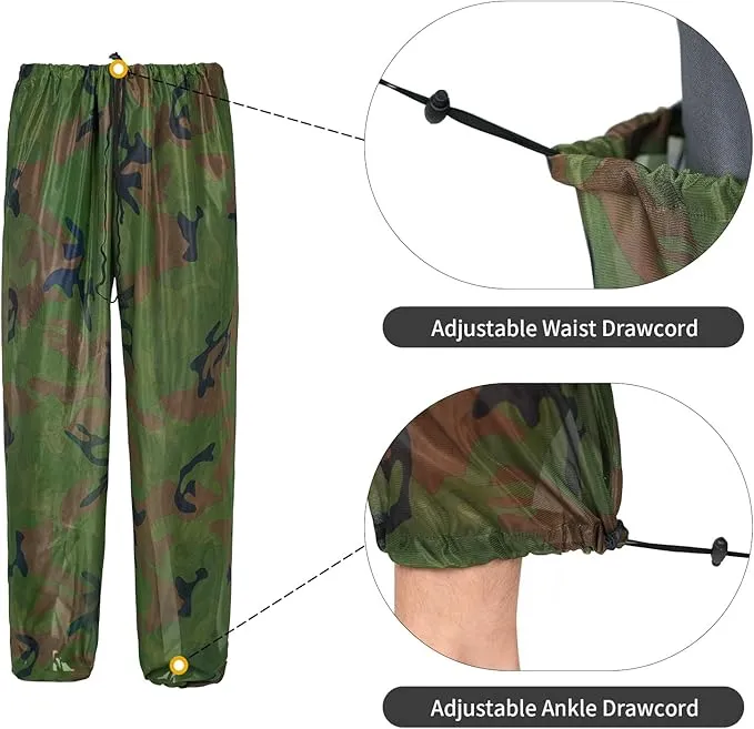 Mosquito Net Suit Camo Hunting Mesh Suit Bug Net Clothing with Hood Outdoor Protection No-See-Ums Garden Camping