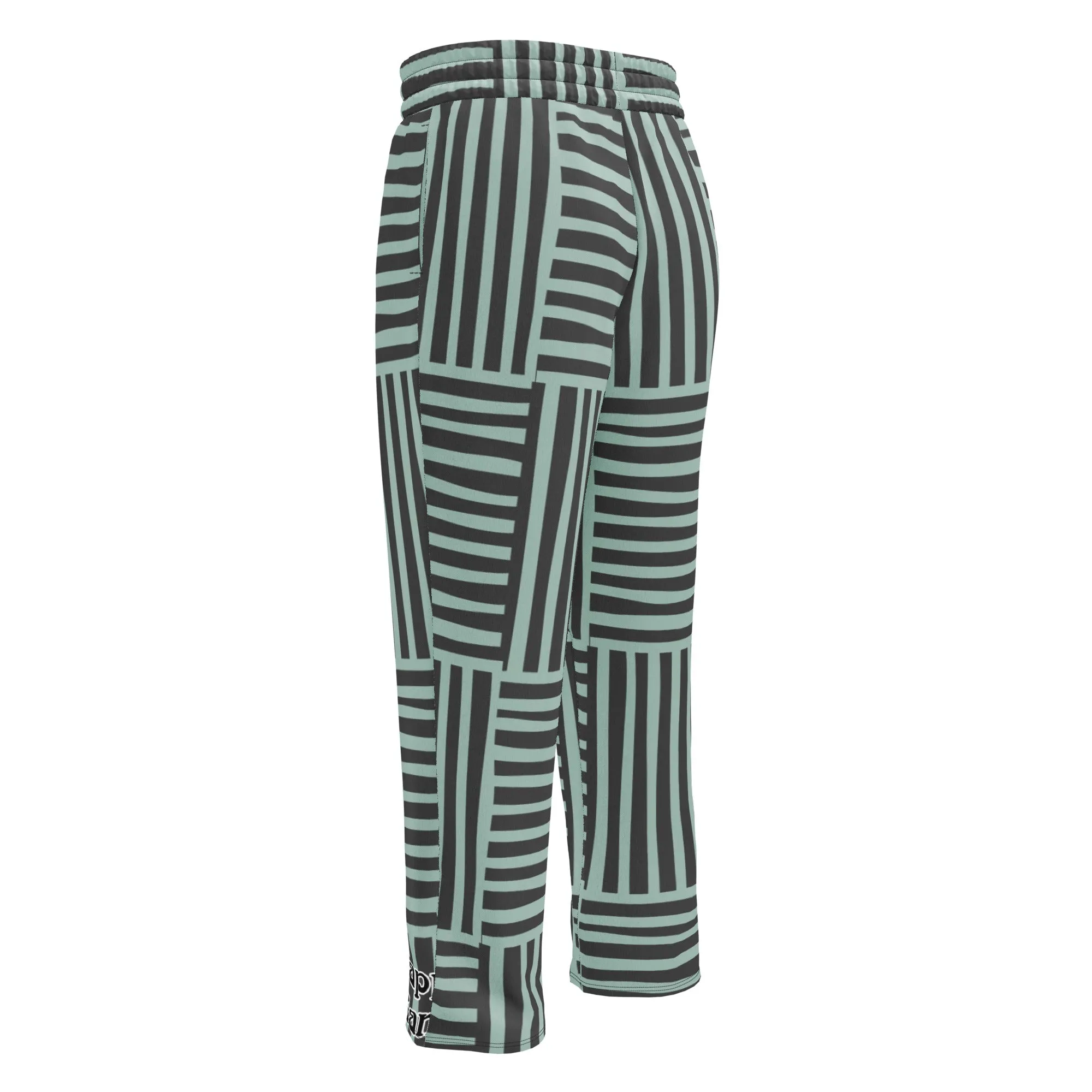 Nappy Gang Green and Black Striped Wide-leg joggers