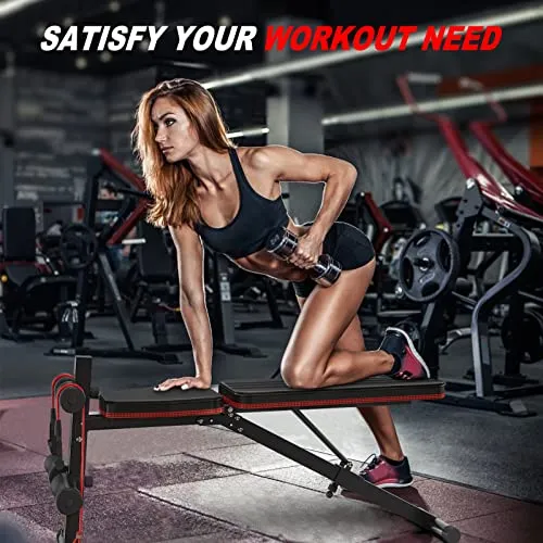 naspaluro Weight Bench Adjustable, Full Body Exercise Folding Fitness Workout Bench with 7 Positions, Exercise Bench for Weight Lifting & Sit Up Abdominal Supine Board Flat Home Gym
