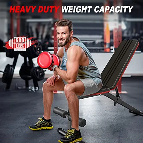 naspaluro Weight Bench Adjustable, Full Body Exercise Folding Fitness Workout Bench with 7 Positions, Exercise Bench for Weight Lifting & Sit Up Abdominal Supine Board Flat Home Gym