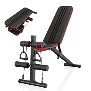 naspaluro Weight Bench Adjustable, Full Body Exercise Folding Fitness Workout Bench with 7 Positions, Exercise Bench for Weight Lifting & Sit Up Abdominal Supine Board Flat Home Gym