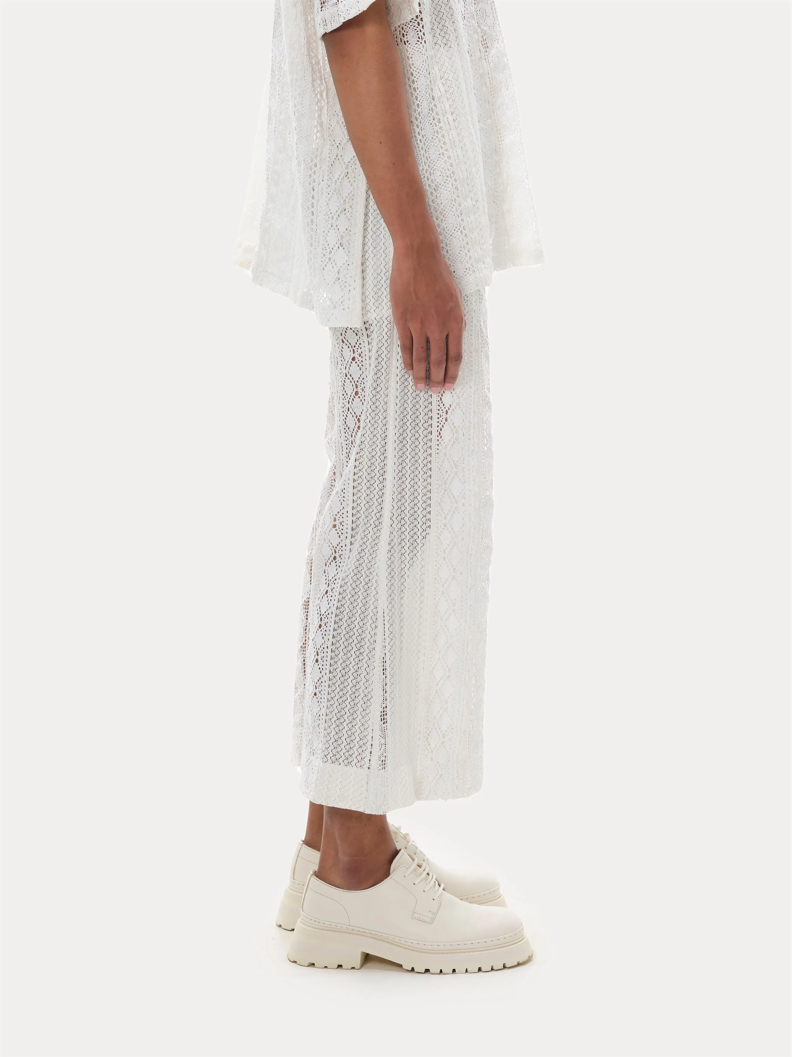 Naushad Ali I Lace flare pants,White Signature Spring Summer 2025 Cotton lace White NA SS24 M28P