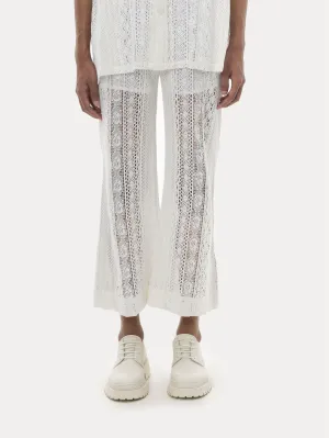 Naushad Ali I Lace flare pants,White Signature Spring Summer 2025 Cotton lace White NA SS24 M28P