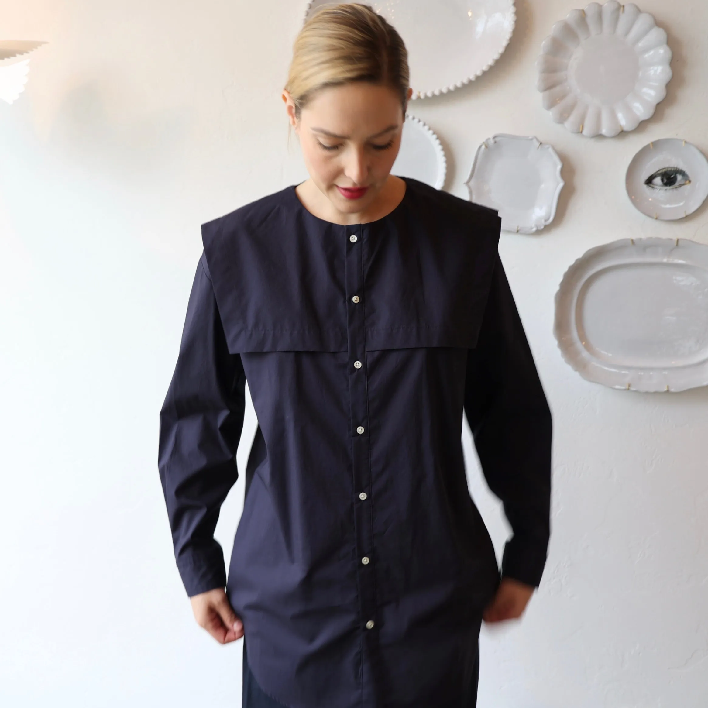 Nicholson & Nicholson Sailor Collar Shirt - Navy