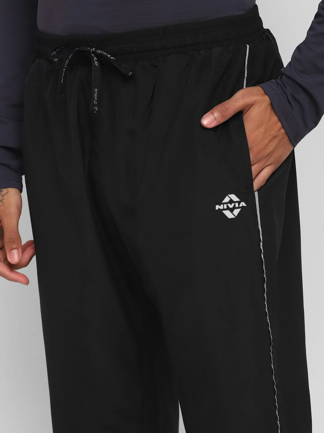 NIVIA Men Striped Pants/Running & Sports TrackpantsFor Men-Black(S)