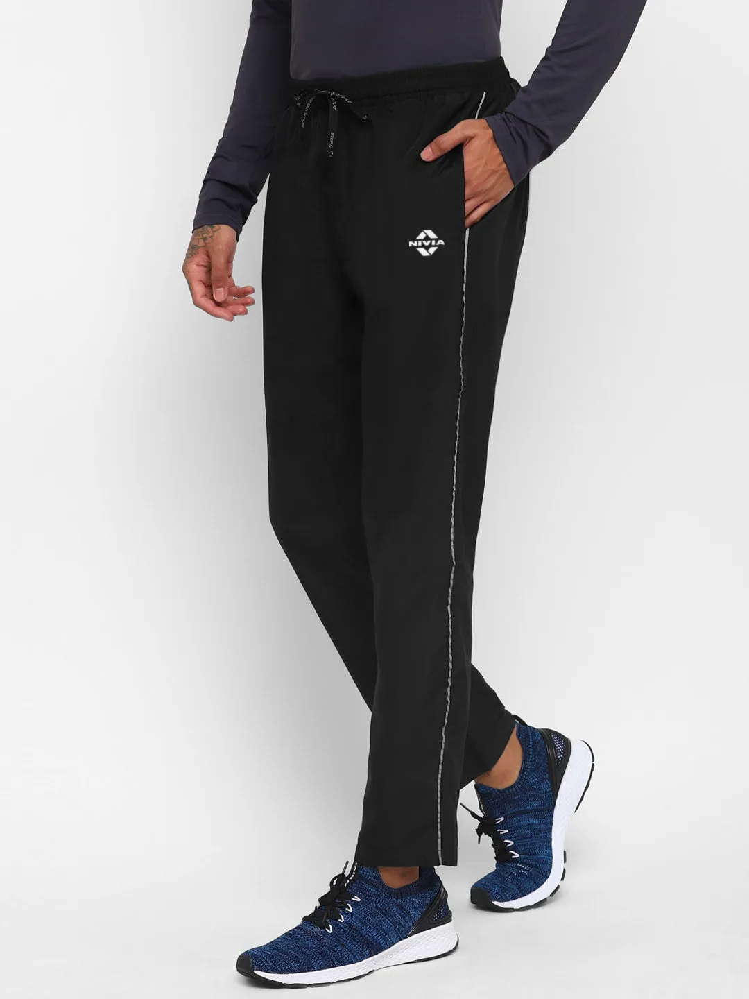 NIVIA Men Striped Pants/Running & Sports TrackpantsFor Men-Black(S)