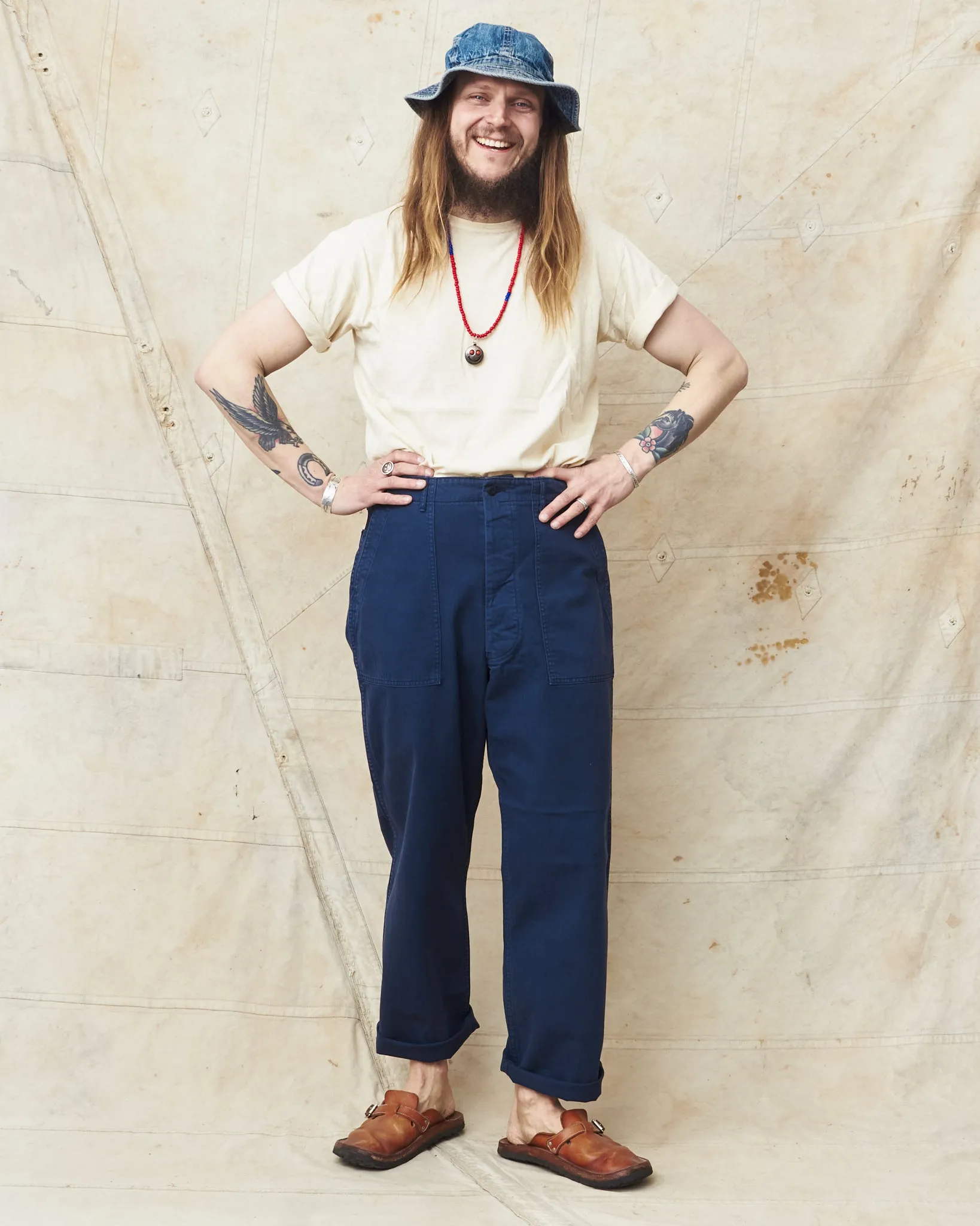 OrSlow 5103 Herringbone Summer Fatigue Trousers Navy