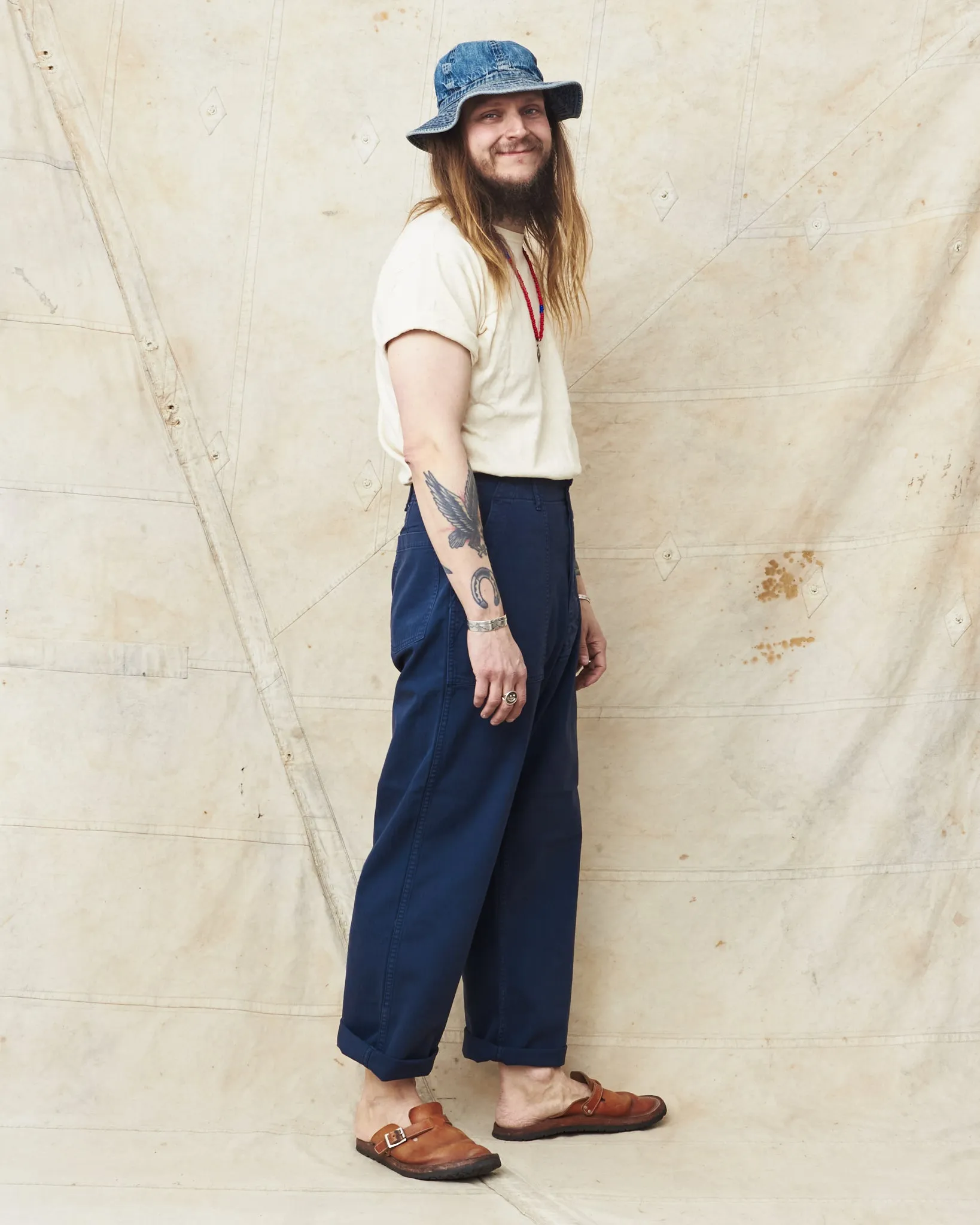OrSlow 5103 Herringbone Summer Fatigue Trousers Navy