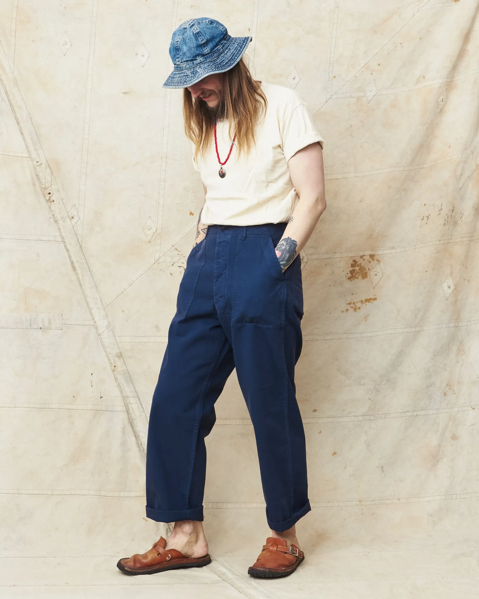 OrSlow 5103 Herringbone Summer Fatigue Trousers Navy