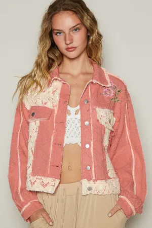 Outdoor Adventurer Pink Crocheted/Embroidered Jacket
