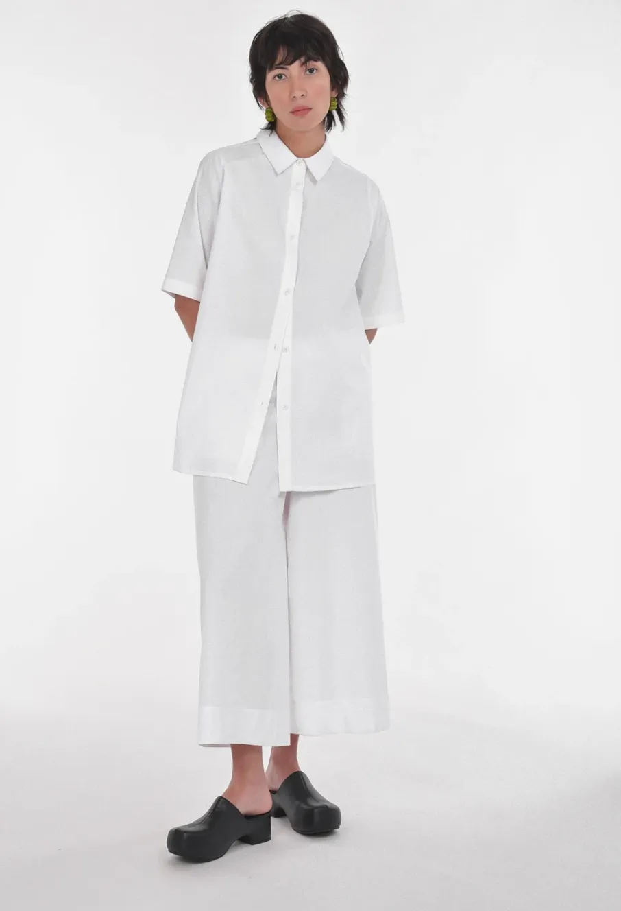 Paper Label Organic Cotton Poplin Open Back Blouse