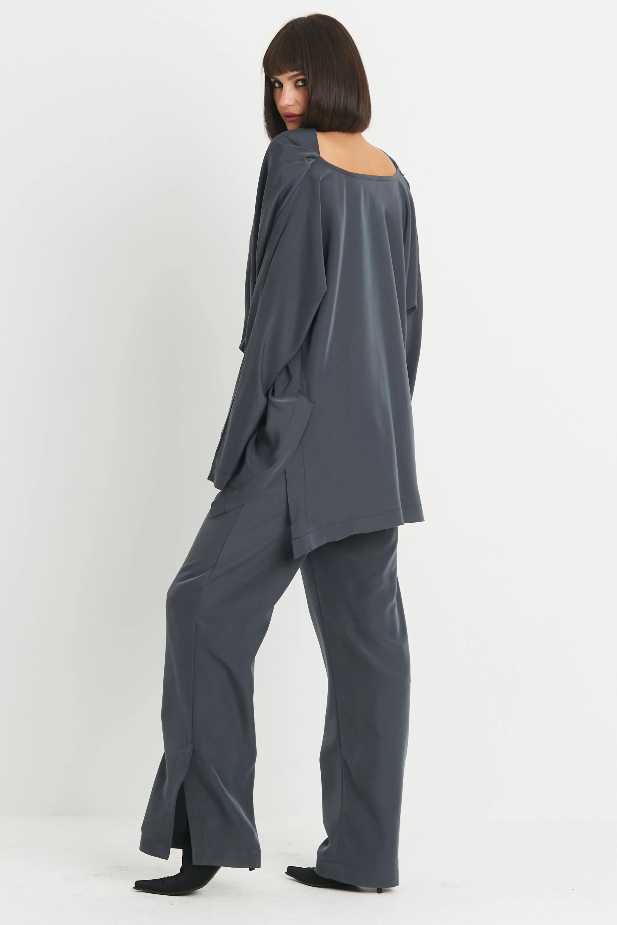 Peachskin Side Slit Pants