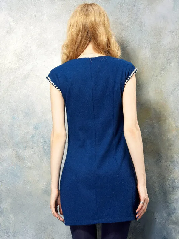pearl sleeves retro wool dress