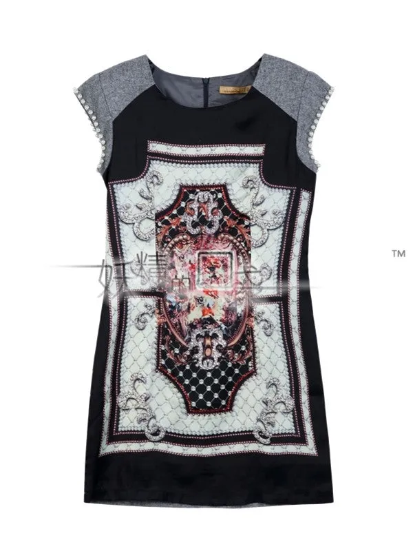 pearl sleeves retro wool dress