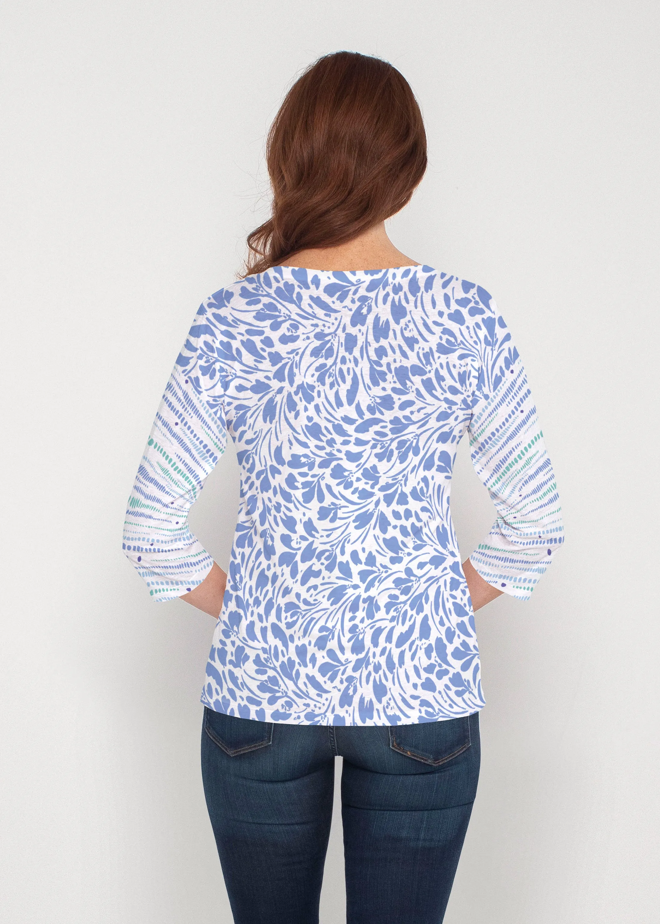 Pebble Dots (7922) ~ Signature 3/4 Sleeve V-Neck Top