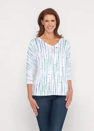 Pebble Dots (7922) ~ Signature 3/4 Sleeve V-Neck Top