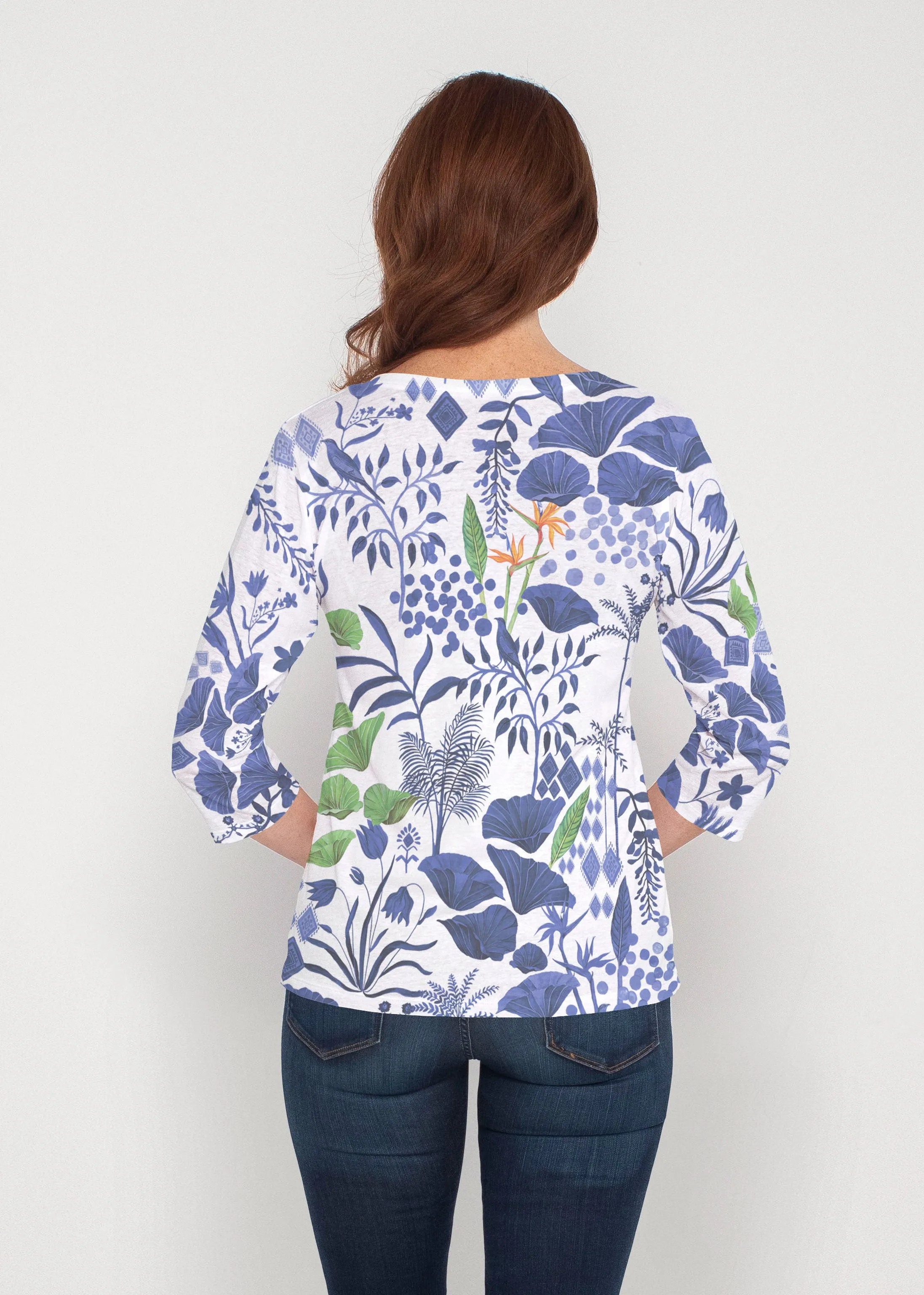 Petals (8141) ~ Signature 3/4 Sleeve V-Neck Top