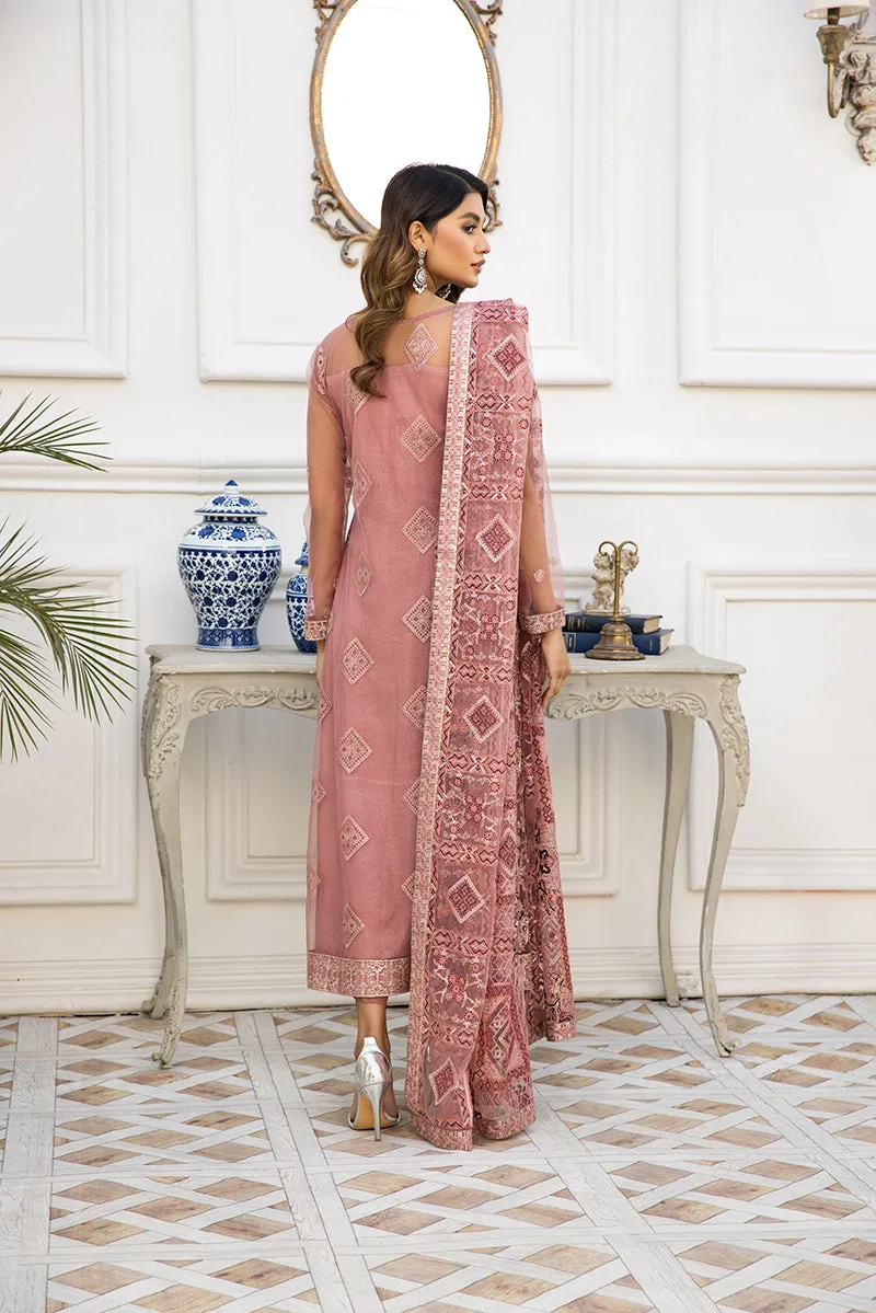 Pink Pakistani Embroidery Dress with Long Kameez #PF487