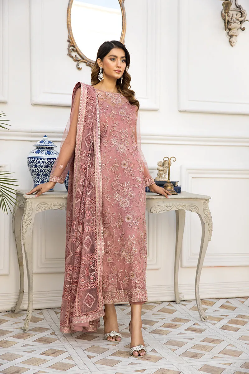 Pink Pakistani Embroidery Dress with Long Kameez #PF487