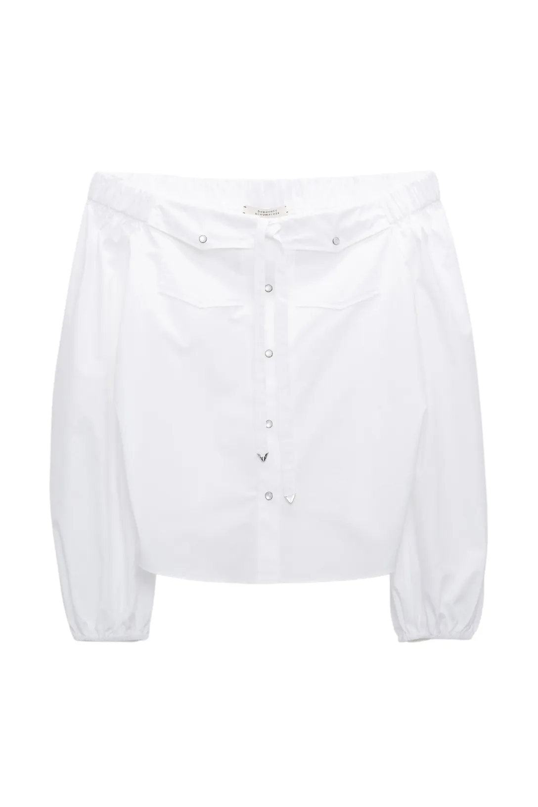 Poplin Power Off Shoulder Blouse | Pure White