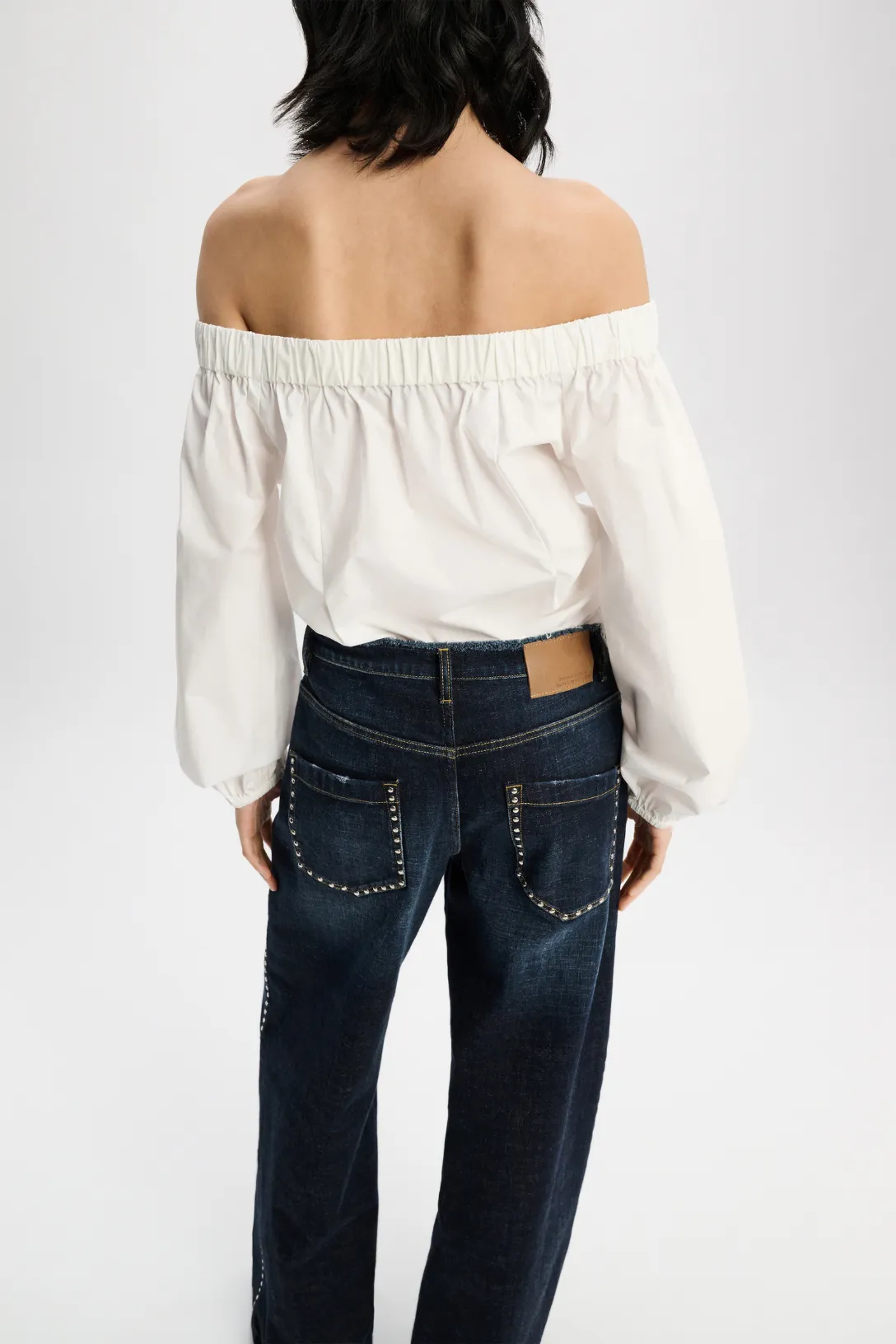 Poplin Power Off Shoulder Blouse | Pure White