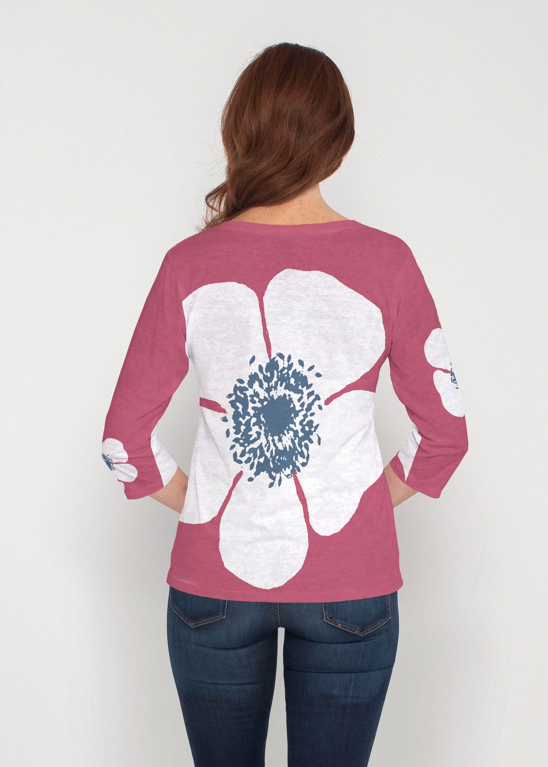 Poppy Red (7015) ~ Signature 3/4 Sleeve V-Neck Top