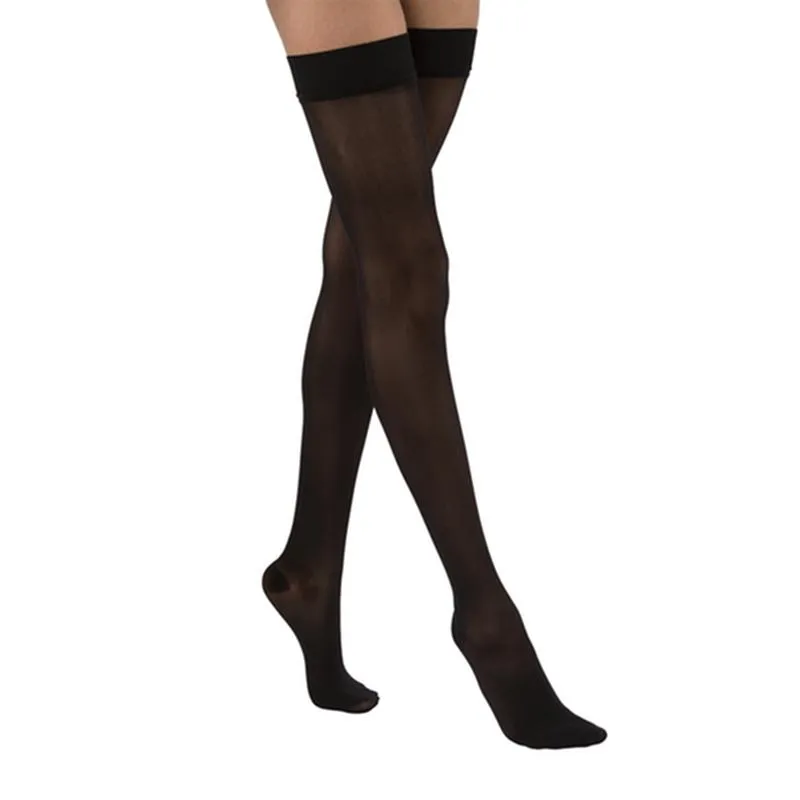 PR/1 JOBST ULTRASHEER WOMEN, THIGH HIGH W/SIL DOT BAND, 20-30MMHG, XL, CLASSIC BLACK, CLOSED TOE