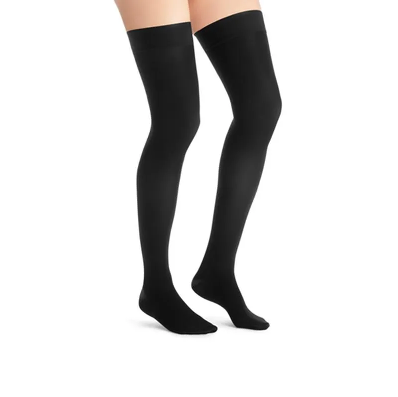 PR/1 JOBST ULTRASHEER WOMEN, THIGH HIGH W/SIL DOT BAND, 20-30MMHG, XL, CLASSIC BLACK, CLOSED TOE