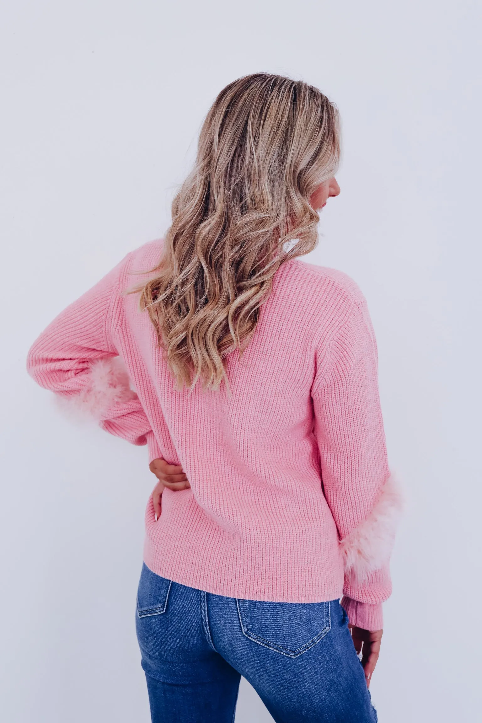 Pretty In Pink Beaded Christmas Sweater
