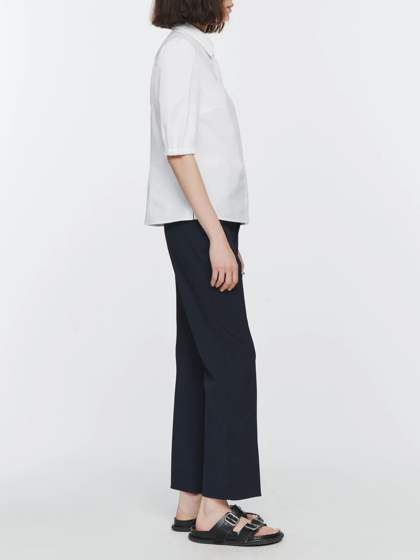 Puff Sleeve Slim Shirt in White