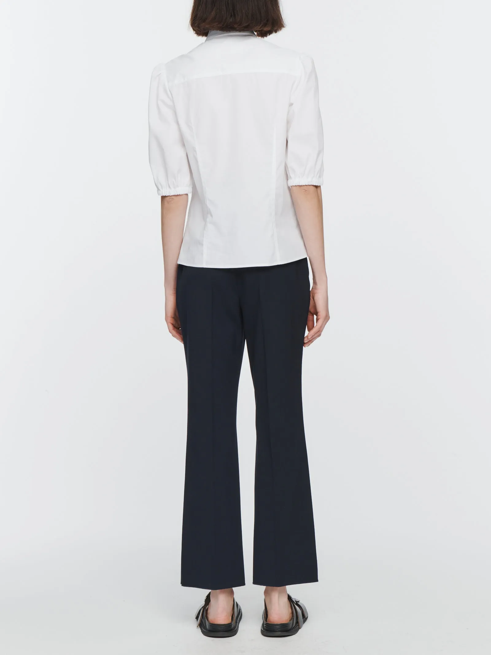 Puff Sleeve Slim Shirt in White