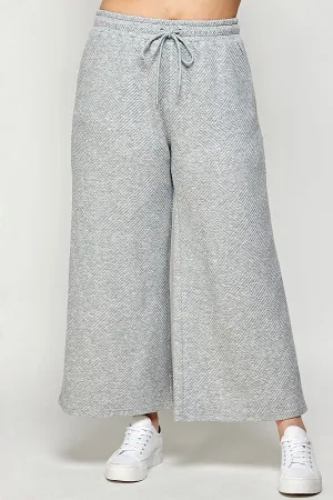 Raelynn Textured Cropped Wide Leg Pants in Grey