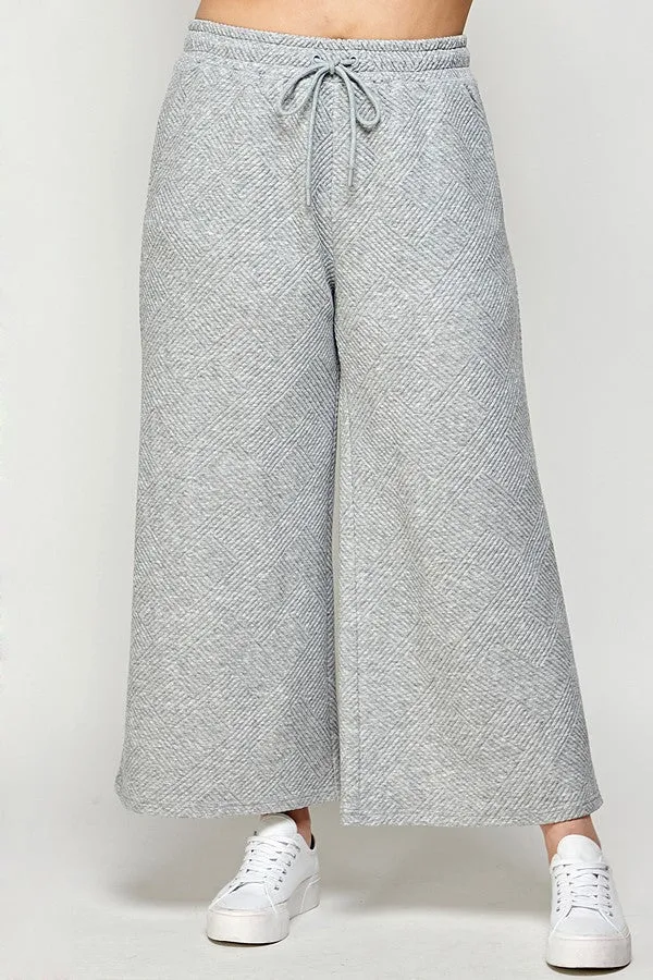 Raelynn Textured Cropped Wide Leg Pants in Grey