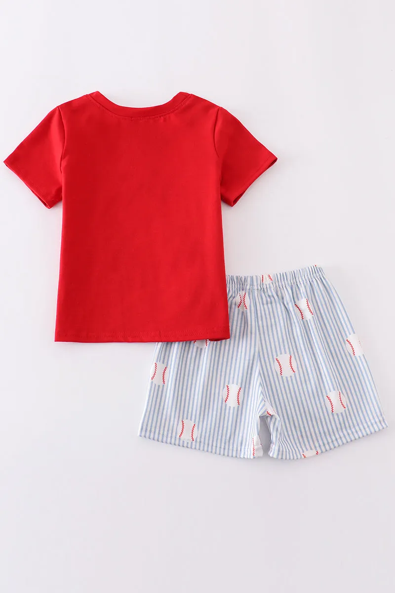 Red Stripe Baseball Set