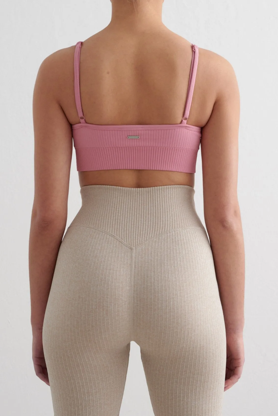 Ribbed Seamless Deep Cut Bra | Desert Rose