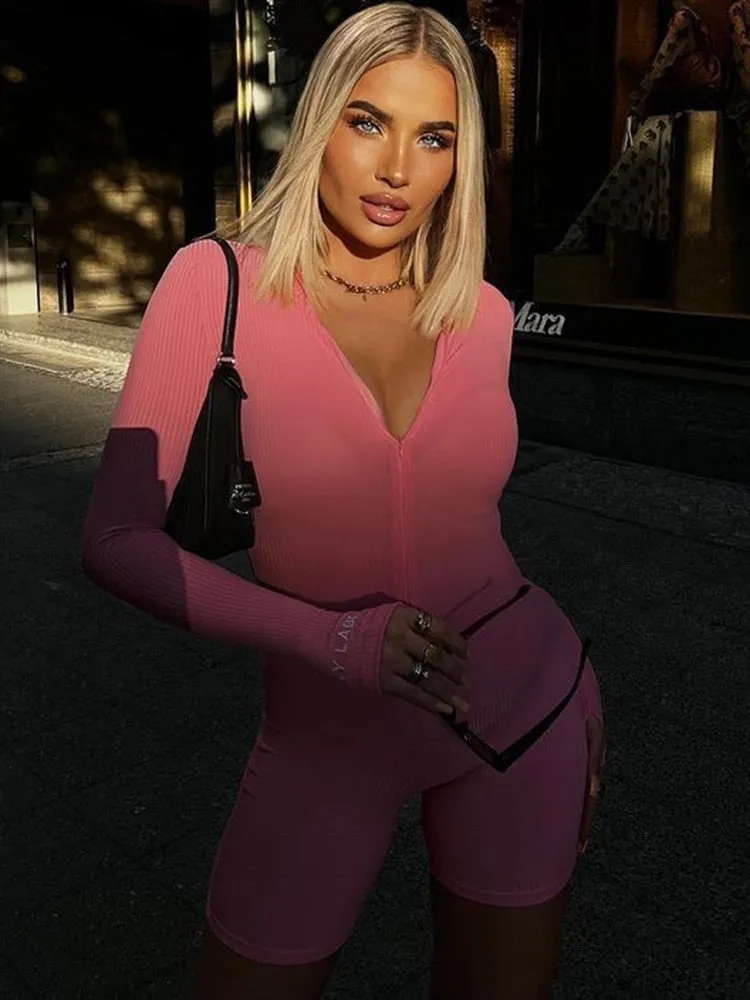 Ribbed Turtleneck Sport Wear Casual Jumpsuit