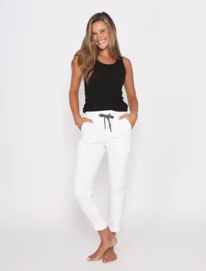 Riley Denim Joggers - White