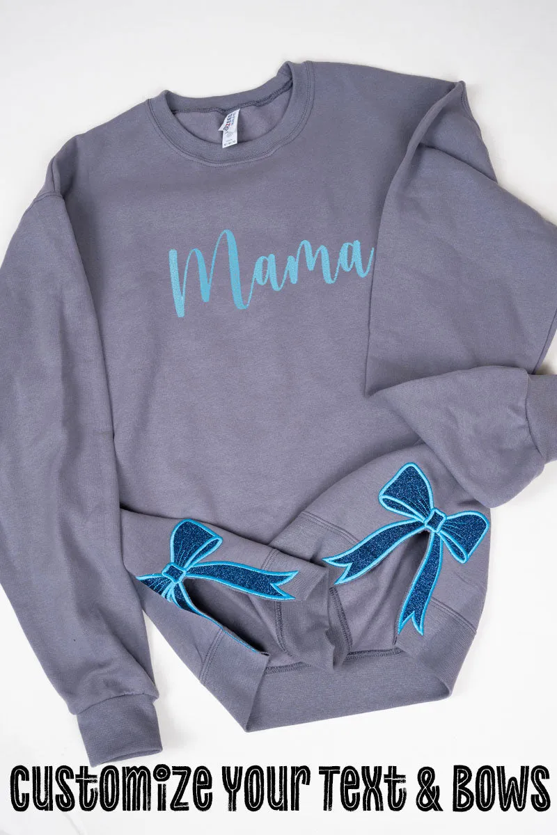 Rock You Design It Embroidered Side Bows Unisex NuBlend Crew Sweatshirt *Customize Your Text and Bows