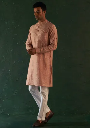 Rose pink straight kurta and pants