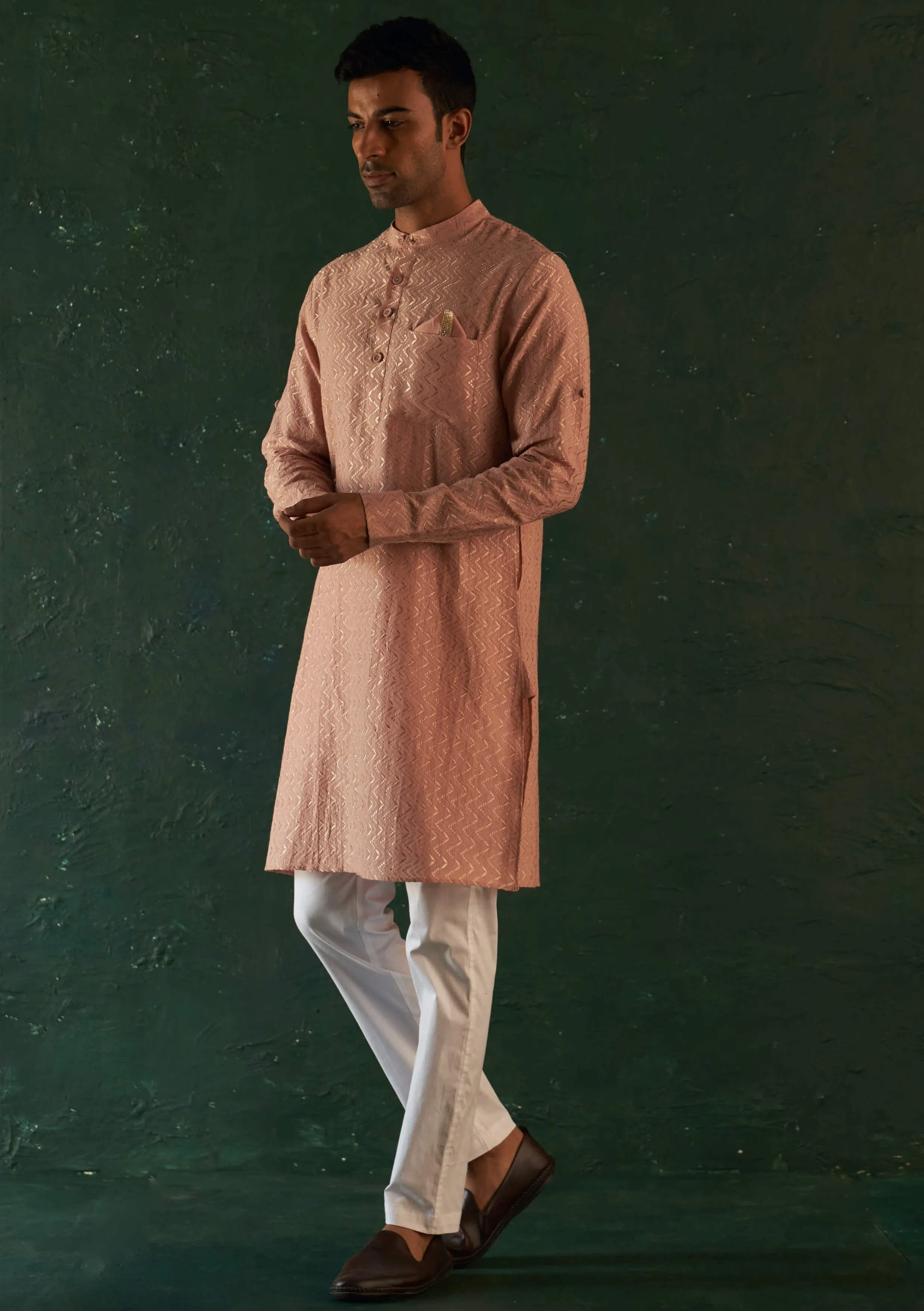 Rose pink straight kurta and pants
