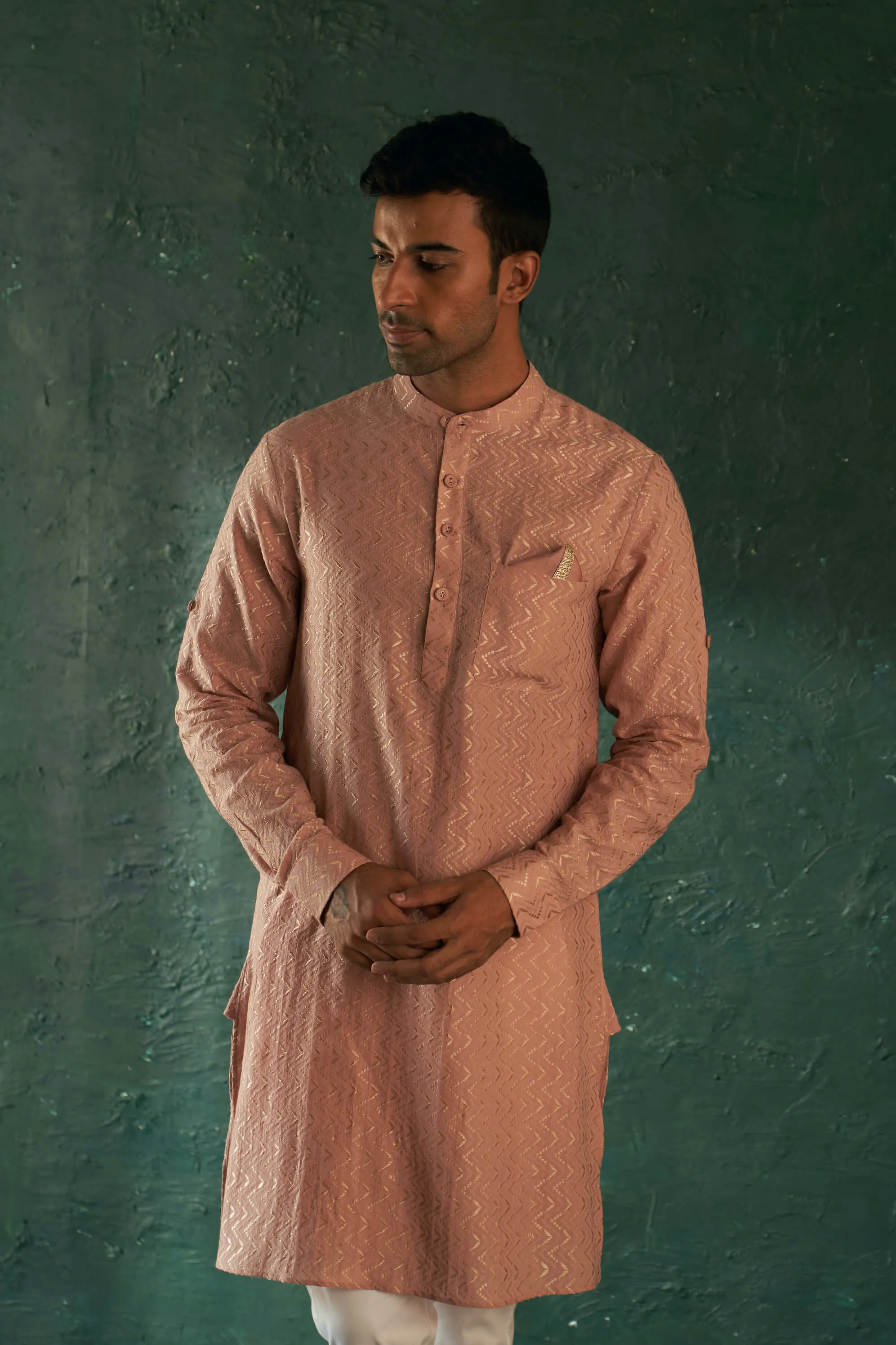 Rose pink straight kurta and pants