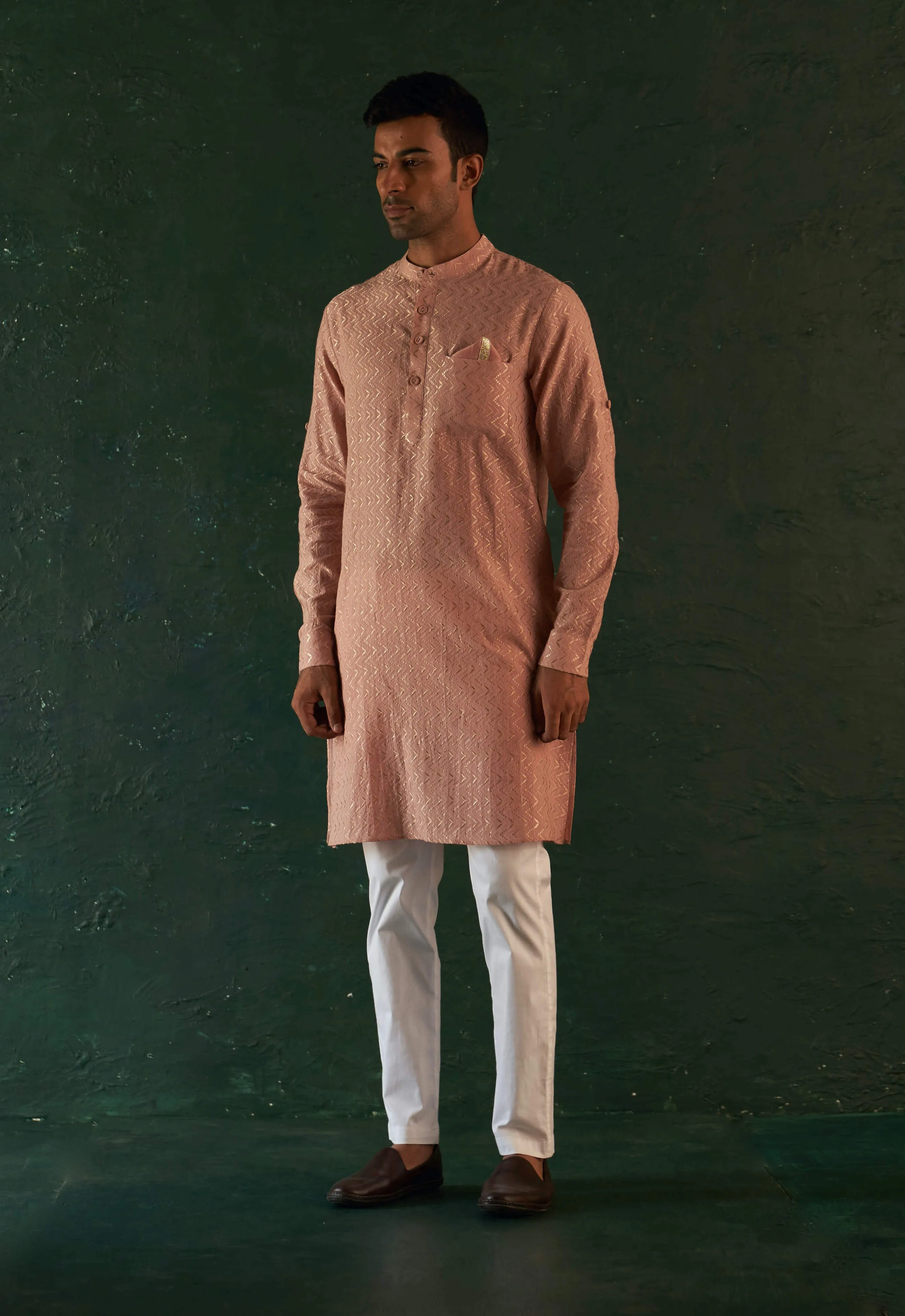 Rose pink straight kurta and pants