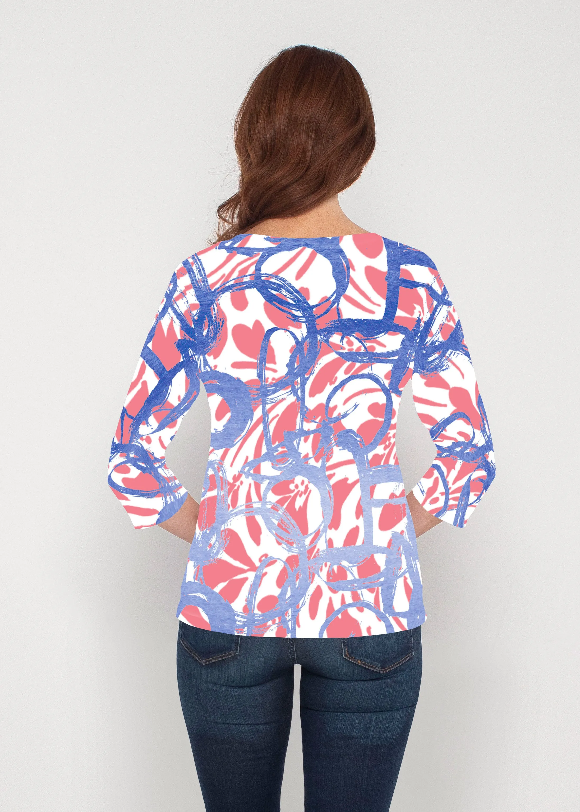 Round About Perri (16253) ~ Signature 3/4 Sleeve V-Neck Top
